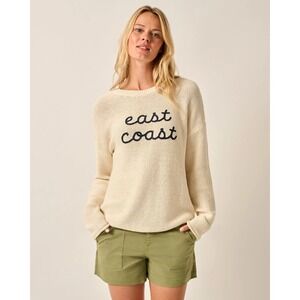 johnnie-O NWT East Coast Coastal Chloe Cotton Blend Crewneck Cream Sweater Small